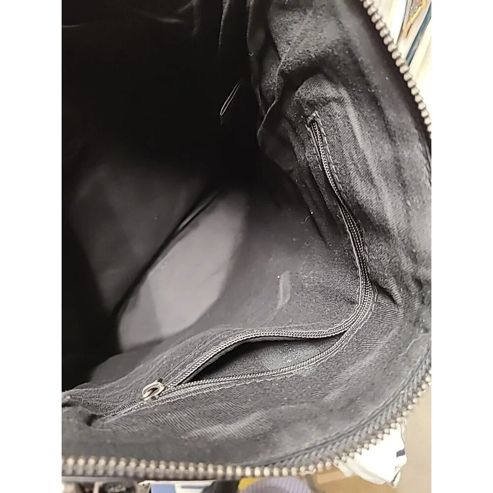 Guess Vintage Heavy Canvas Shoulder Bag Gray Black Brick Vinyl Grunge Work